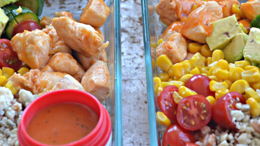 Dorothy Lynch Chicken Meal Prep Grain Bowls with tomato, corn, avocado, and a grain base