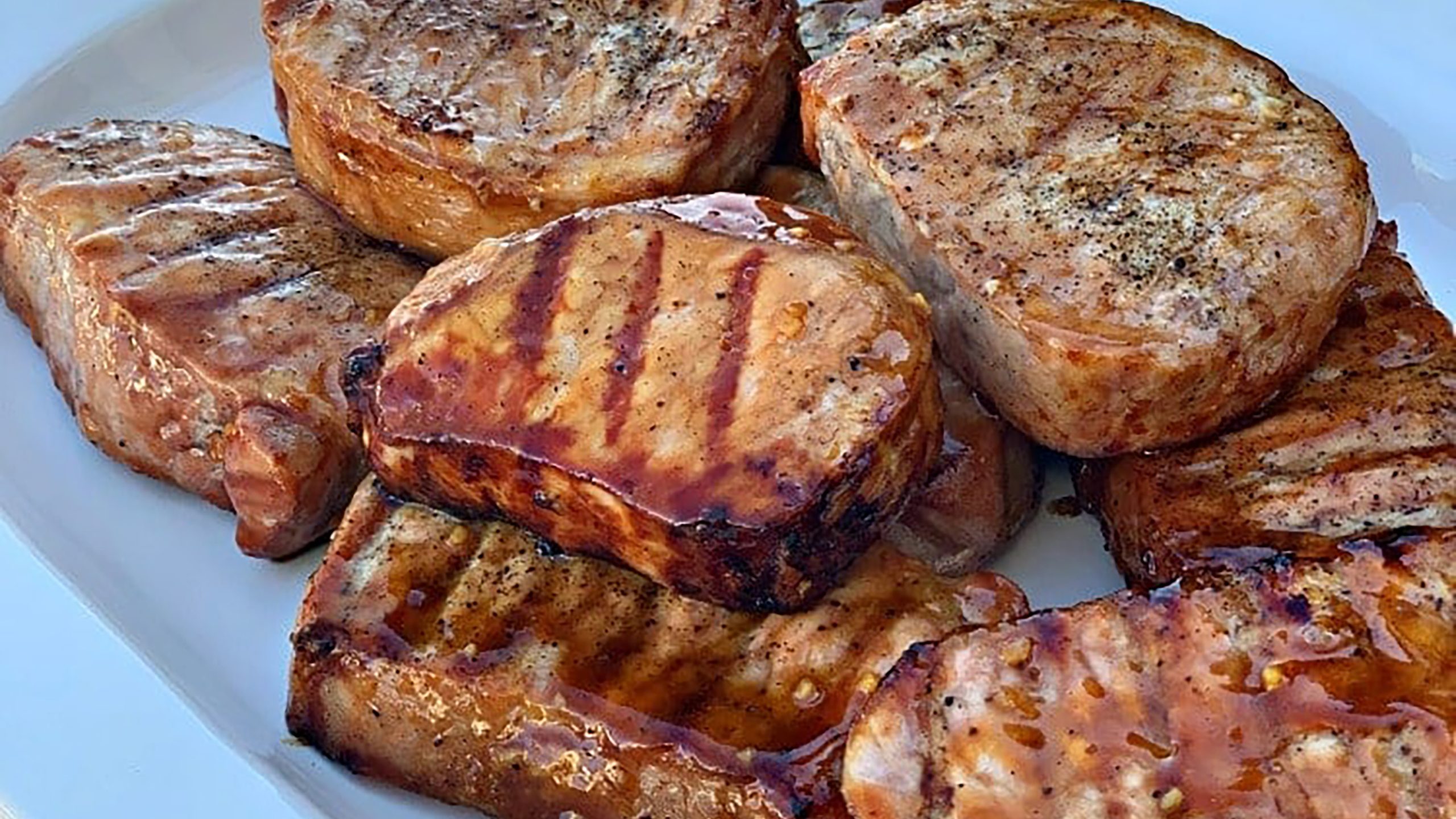 Dorothy Lynch BBQ Pork Chops Recipe on white tray