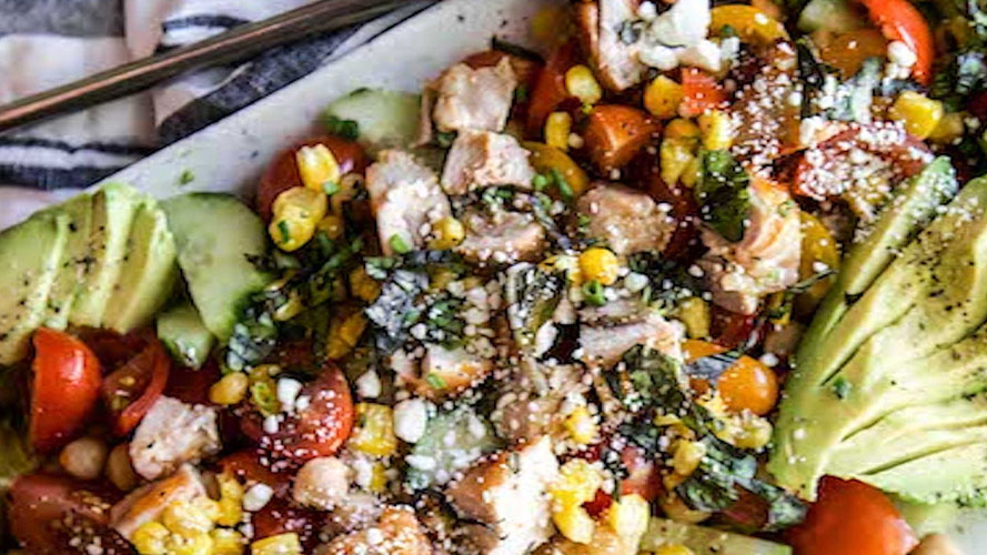 Summer Chickpea Salad with Dorothy Lynch Grilled Chicken