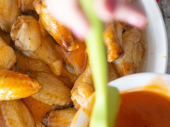 Honey Glazed Wings with Dorothy Lynch Dressing recipe
