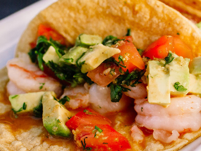 Shrimp and Avocado Tacos Recipe with Dorothy Lynch Dressing