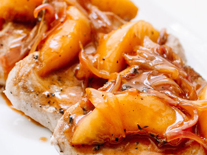 Skillet Pork Chop Sauté with Peaches and Dorothy Lynch Recipe