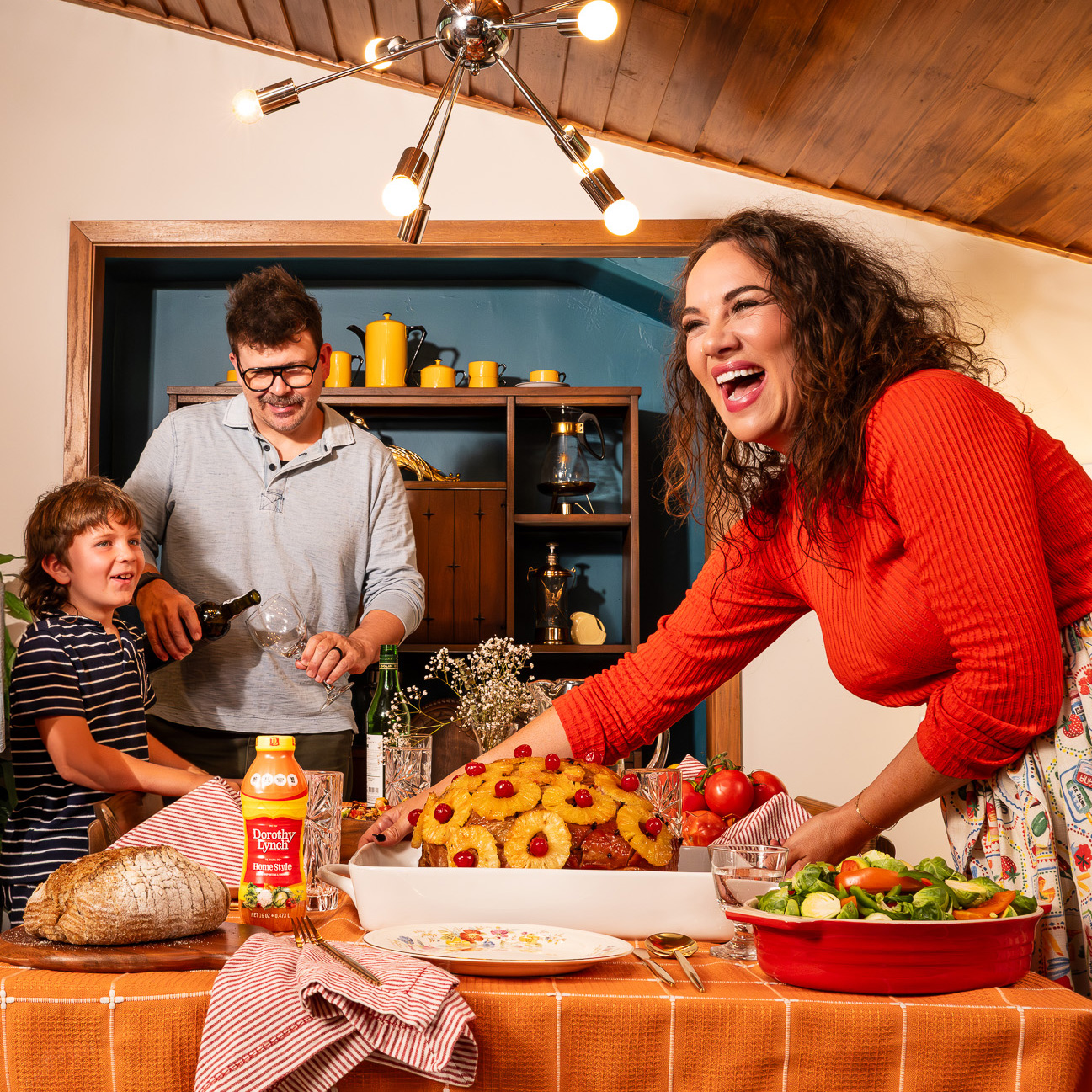 Family having a tasty dinner with dorothy lynch dressing