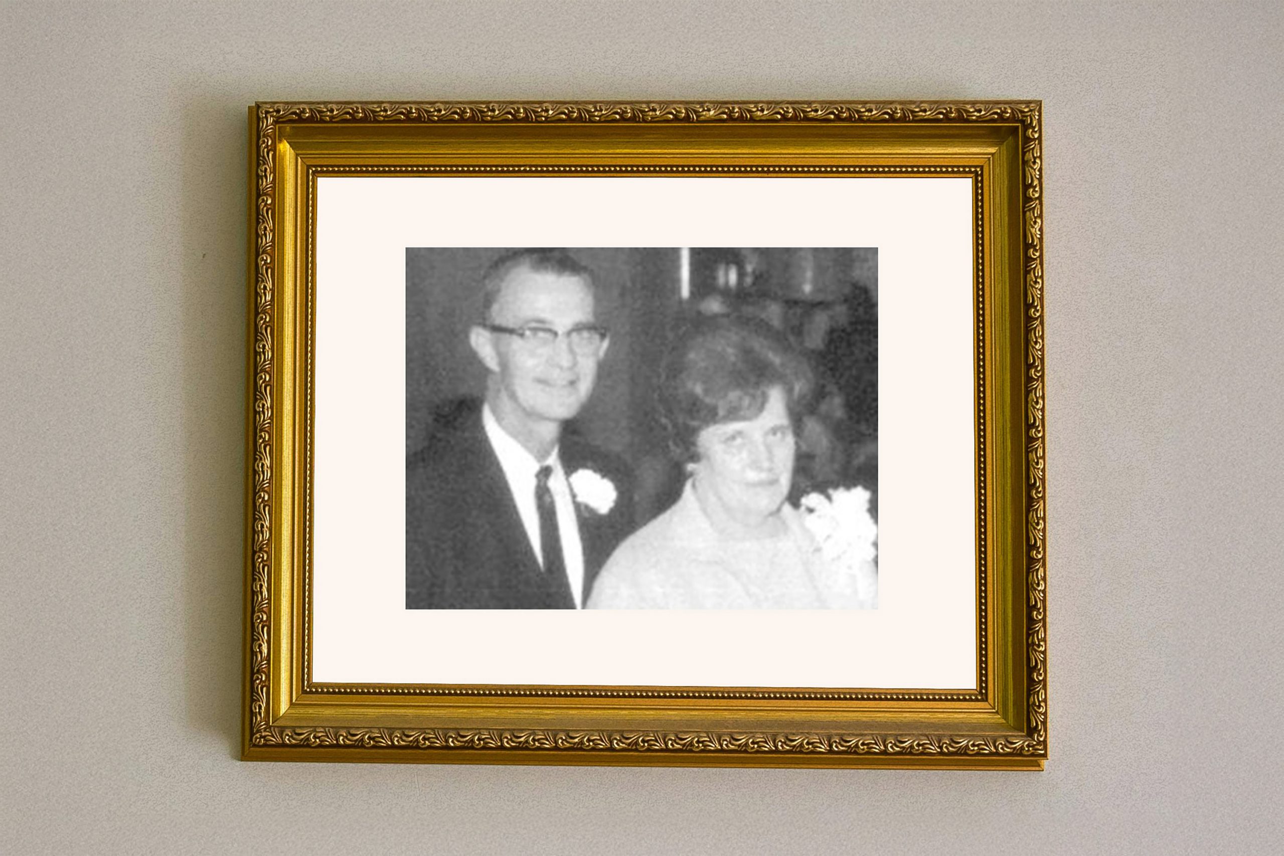 Dorothy Lynch Historical Photo in gold frame on wall